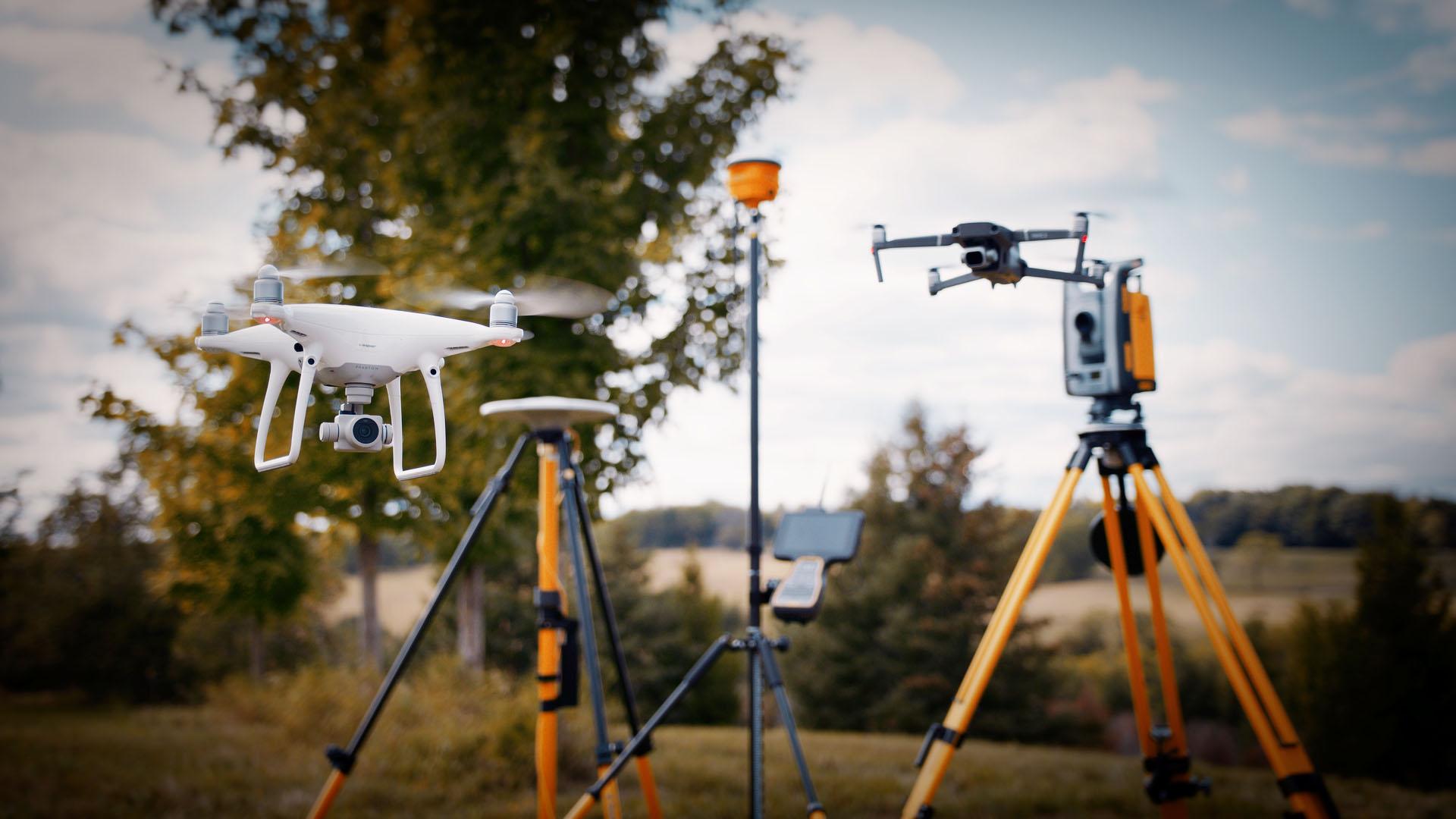 Digital Land Survey with drone and total station